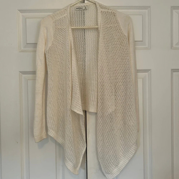 Abercrombie waterfall open knit sweater size medium white cardigan sweater - Picture 1 of 6